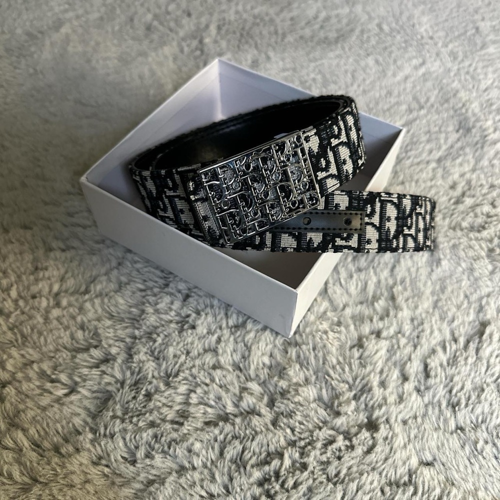 Oblique patterned Dior belt w/ Cosmo buckle
